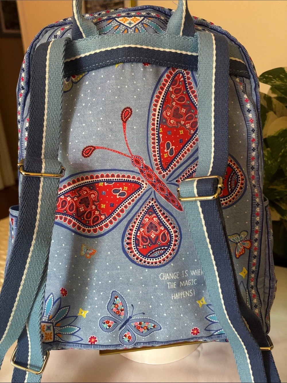 Brighton Blue Embroidered Bandana-Print LOVE Backpack